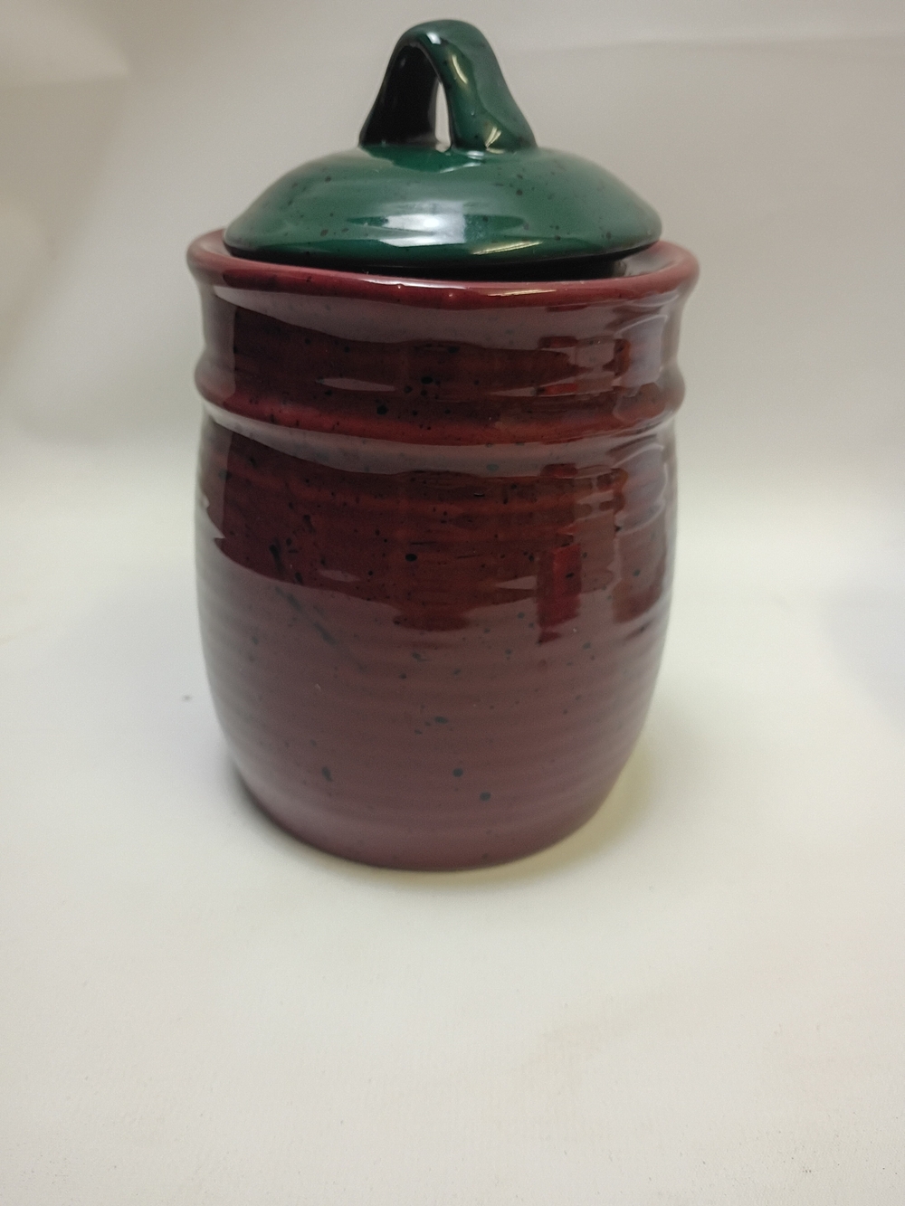Handmade Ceramic Jar with Green Lid - Home Art